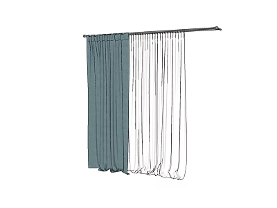 Modern Curtains with Sheer and Solid Fabric Panels for Home Decoration 3d model