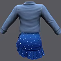 Trendy Clothing With Blue Denim Jacket White Love Print T-shirt Blue Polka Dot Ruffled Skirt