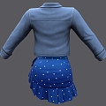 Denim Coat Skirt Skirt suit Clothes Coat Skirt Long Sleeve 3d model