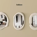 Poliform Three White Wall Mounted Mirrors With Different Shapes Modern Design