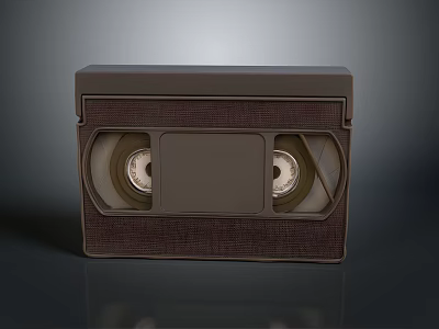 Vintage Brown VHS Tape With Spools And Blank Label As Retro Household Item 3d model