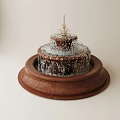 Ornamental Three Tiered Garden Fountain With Brown Base Flowing Water And Statue On Top