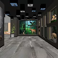 Natural Themed Exhibition Hall With Animal Displays Green Backgrounds And Lighting