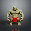 Muscular Green Skinned Game Movie Character Wearing Red Shorts With Strong Build