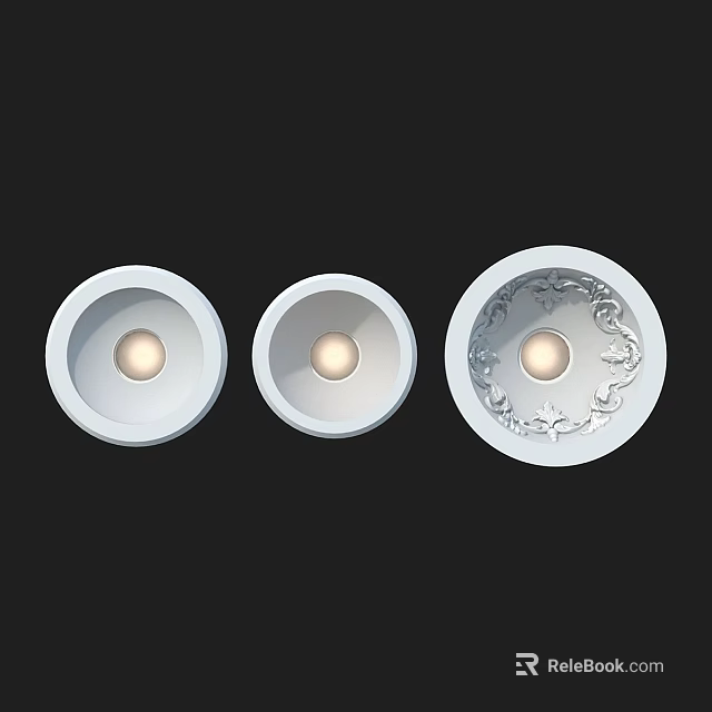 White Downlights with Simple Design and Decorative Patterned Trim Options 3d model