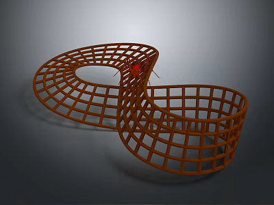 Modern Abstract Orange Grid Curved Loop Sculpture Art Design Structure 3d model