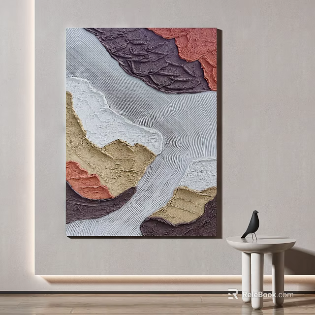 Abstract Painting With Textured Colors As Wall Decor 3d model