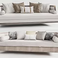 Modern Light Colored Sectional Sofa With Wooden Frame And Decorative Cushions 3d model
