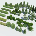 Diverse Plant Combinations with Various Shapes and Types Including Shrubs Trees Hedges 3d model