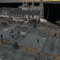 Ancient Architecture Complex With Traditional Roofs Courtyard And Stone Paved Ground At Sunset