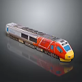 Modern Red And Yellow Streamlined Train With Windows And Roof Vents Design