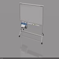 White Mobile Swing Door With Stand Wheels And Control Panel For Office Use 3d model