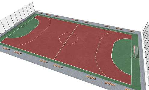 Modern basketball court 3d model