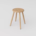 Simple Modern Wooden Stool with Round Seat and Four Tapered Legs