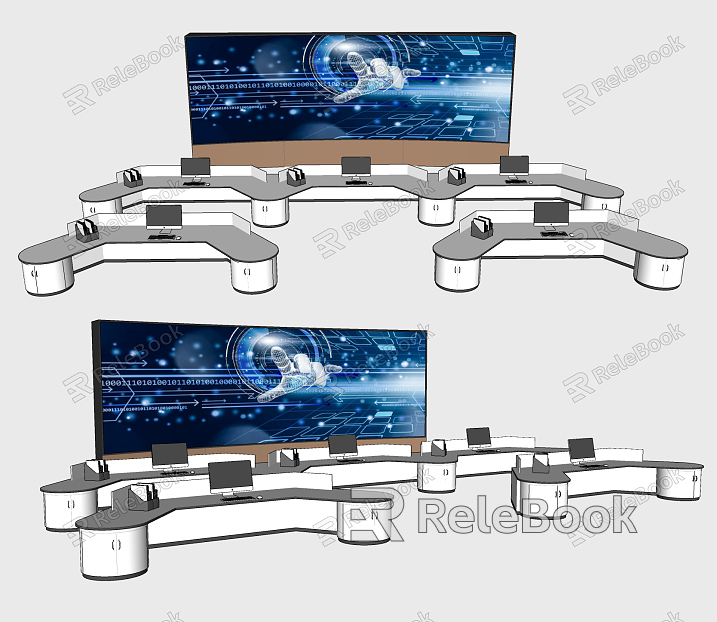 Modern monitoring large screen monitoring center control room model