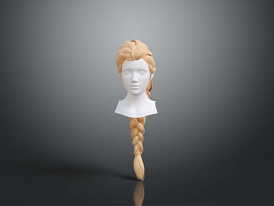 Realistic Game Movie Character Cosplay Blonde Long Braid Wig On White Mannequin Head 3d model