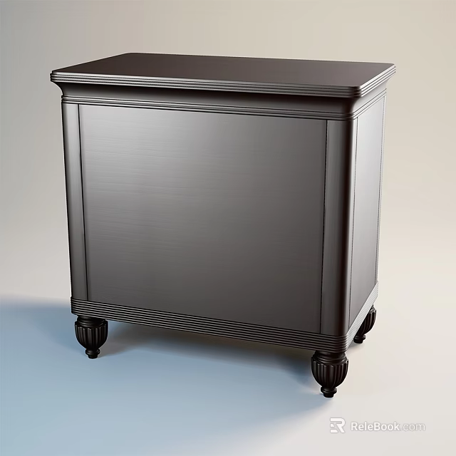 Dark Wooden Entryway Cabinet Sideboard With Decorative Legs And Drawer Design 3d model 