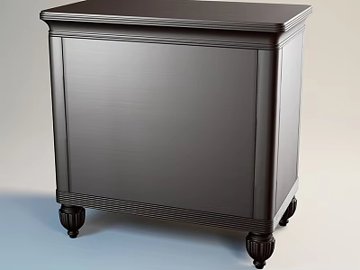 Dark Wooden Entryway Cabinet Sideboard With Decorative Legs And Drawer Design 3d model