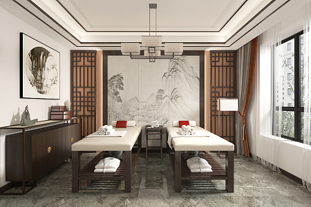 New Chinese Physiotherapy Room Traditional Chinese Medicine Hall Physiotherapy Room 3d model