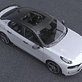 White Modern Car Featuring Black Roof Distinctive Headlights And Sleek Body Lines