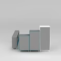 Modern White And Blue Bookcase Design With Glass Doors And Metal Frame Compartments