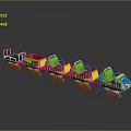 Colorful Children's Toy Train With Multiple Carriages Yellow Red And Green Wheels