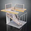 Modern Staircase Design With Wooden Treads White Railing And Landing Platform