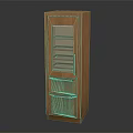 Upright Refrigerator Freezer With Wooden Exterior Glass Door Internal Shelves And Lower Grille Design