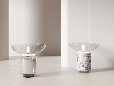 Modern Minimalist Table Lamp With Transparent Glass Shade And Marble Base Design 3d model