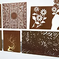 Decorative Feature Wall With Intricate Laser Cut Leaf Floral And Deer Patterns 3d model