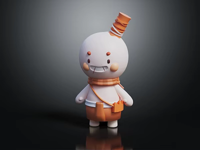 Adorable Game Movie Character With White Body Orange Curly Hat Round Shape 3D Rendered Design 3d model