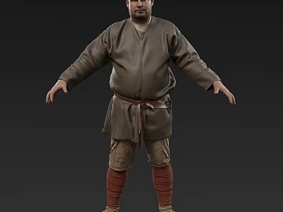 Man in Brown Robe With Brown Belt Red Stockings Arms Outstretched Dark Background 3d model
