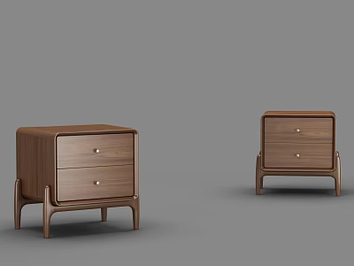 Two Wooden Bedside Tables With Modern Design Drawer Storage And Sturdy Legs 3d model