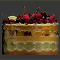 Delicious Fruit Cake Decorated With Fresh Berries Figs Lemon Slices And Layered With Colorful Fruit