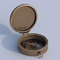 Vintage Brass Decorative Ornament Set With Open Lid Compass And Dial Pointer Design 3d model