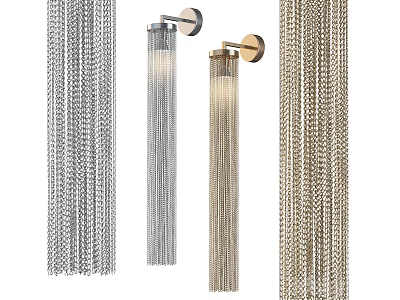 Modern Chain Design Wall Sconces With Long Hanging Metal Decor For Home Interior Lighting 3d model