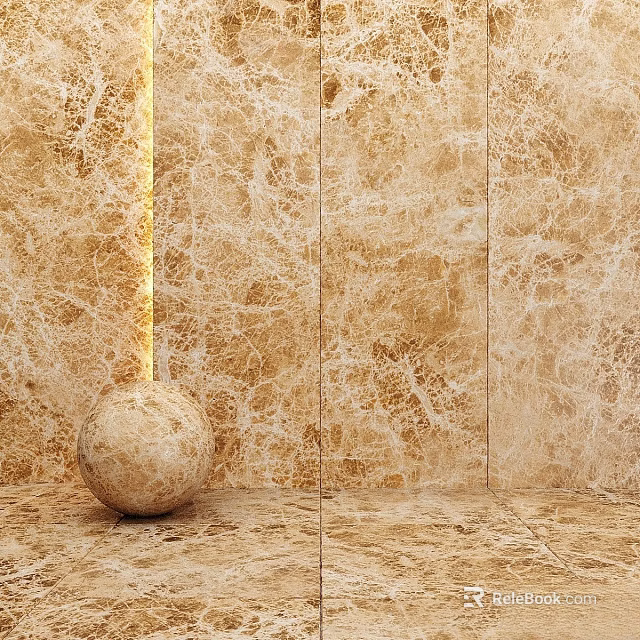 Elegant Marble Wall Floor Interior Components With Sphere And Yellow Light 3d model