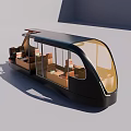 Modern Streamlined Black Train Interior With Large Windows And Comfortable Seats 3d model