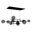 Minimalist Modern Chandelier With Multiple Circular Lights And Black Rectangular Base 3d model