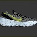 Nike Sports Shoes With Grey Knit Upper Yellow Accents And White Speckled Sole Crisscross Laces