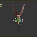 Detailed 3D Rendered Insect Model With Large Wings Slender Body And Antennae