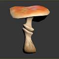 Fresh Vegetable Mushroom With Orange Pink Gradient Cap And Twisted Stem On Dark Background