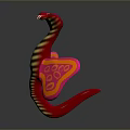 Colorful Butterfly With Yellow Black Striped Body And Pink Wings Featuring Circular Patterns