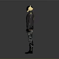 Tactical Combat Armor With Gold Accents Helmet And Camouflage Pants