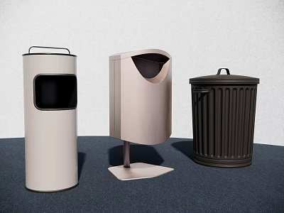 Modern Trash Can Designs With Cylindrical Open Top And Lidded Styles 3d model
