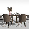 Light Luxury Dining Table and Chair Combination Dining Table and Chair Dried Flower Kettle Tea Cup Combination 3d model