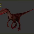 Red Brown Striped Dinosaur Standing With Yellow Eyes And Open Mouth
