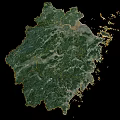 Satellite Map Of Regional Terrain With Green Vegetation And Coastal Boundaries
