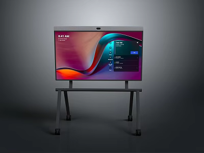 Smart Interactive Display With Adjustable Stand And Digital Interface Screen 3d model