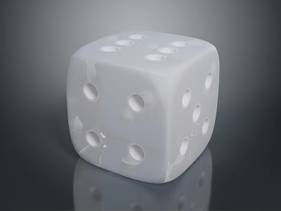 White Dice As Practical Living Supplies With Round Dots And Smooth Surface For Daily Use 3d model
